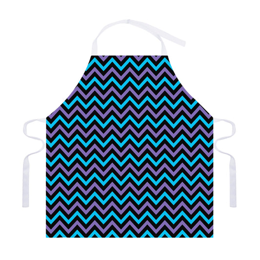 Blue Purple And Black Chevron Print Adjustable Apron