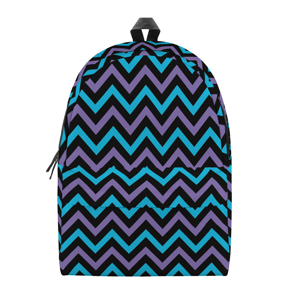 Blue Purple And Black Chevron Print Backpack