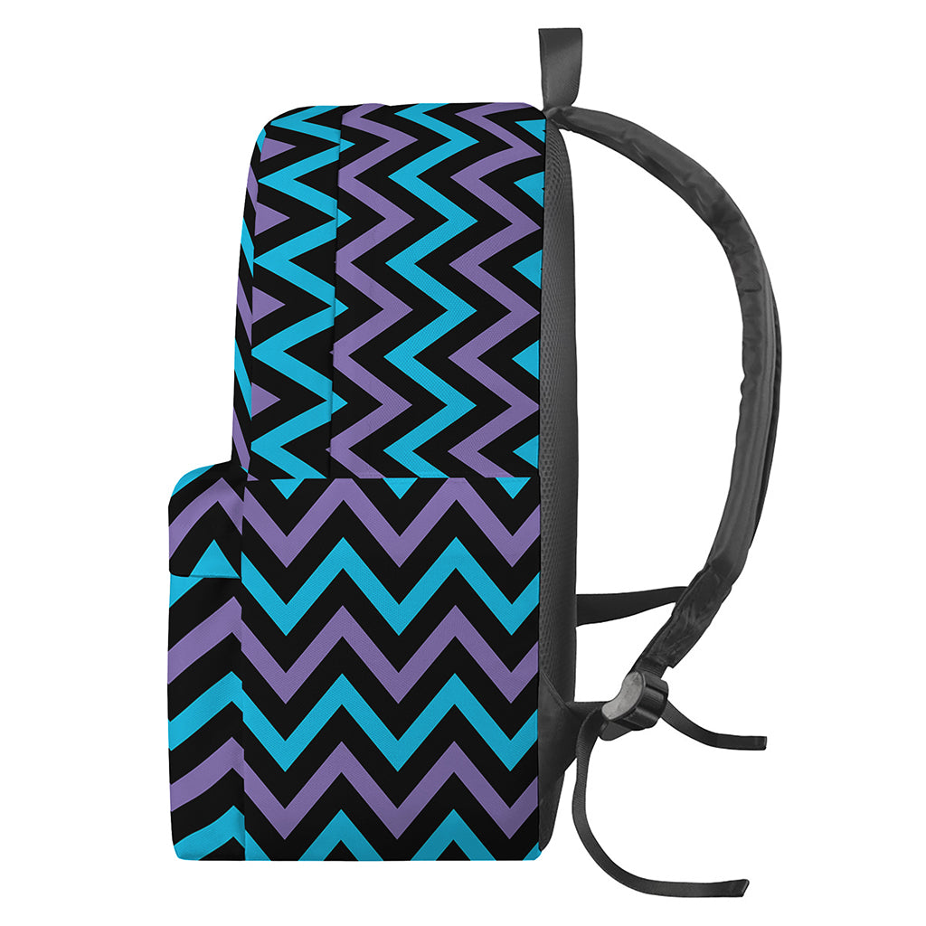 Blue Purple And Black Chevron Print Backpack
