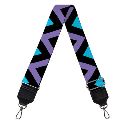 Blue Purple And Black Chevron Print Bag Strap