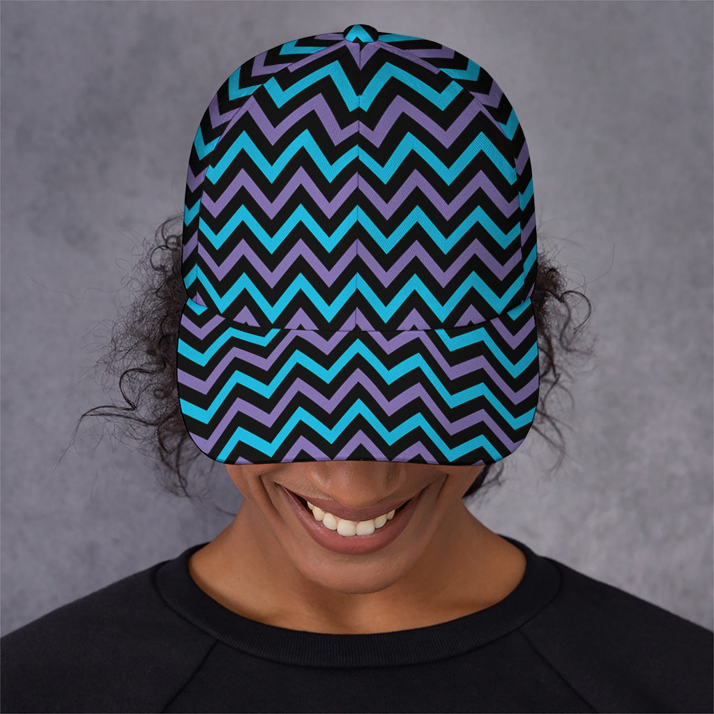 Blue Purple And Black Chevron Print Baseball Cap