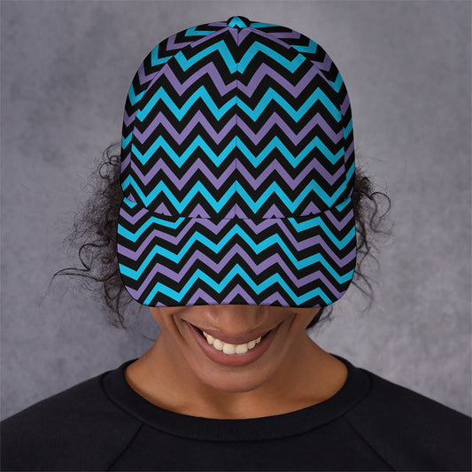 Blue Purple And Black Chevron Print Baseball Cap