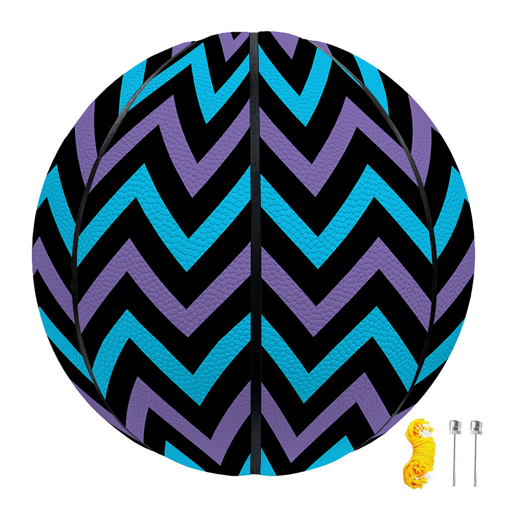 Blue Purple And Black Chevron Print Basketball