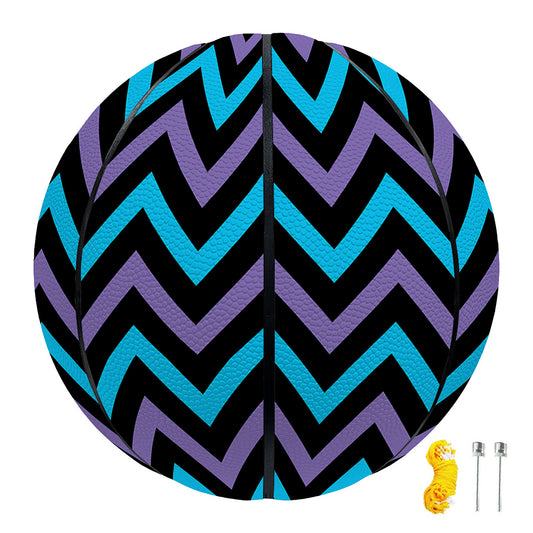 Blue Purple And Black Chevron Print Basketball
