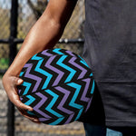 Blue Purple And Black Chevron Print Basketball
