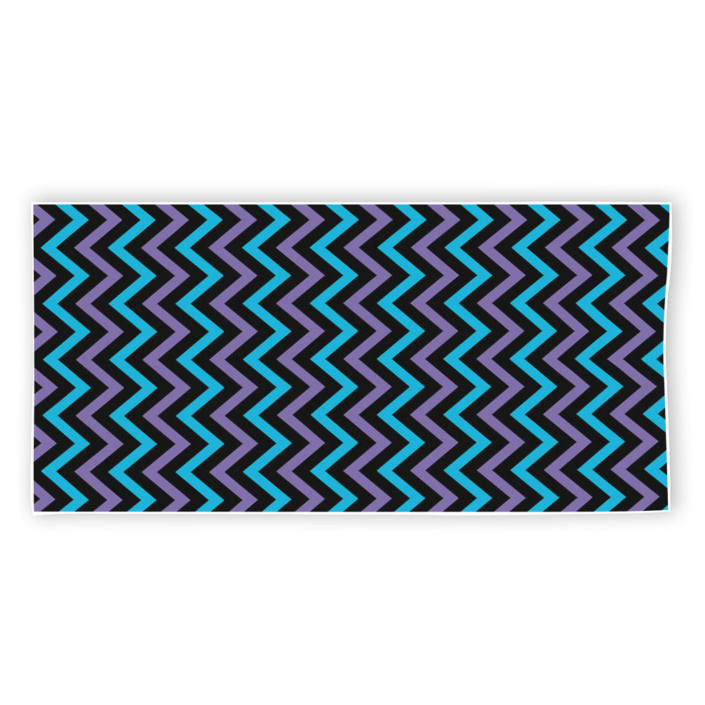 Blue Purple And Black Chevron Print Beach Towel