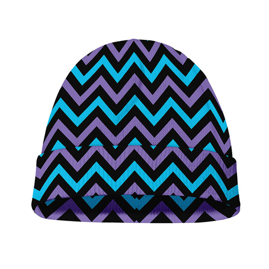 Blue Purple And Black Chevron Print Beanie