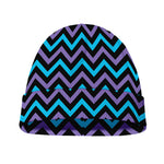 Blue Purple And Black Chevron Print Beanie