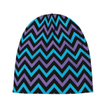 Blue Purple And Black Chevron Print Beanie