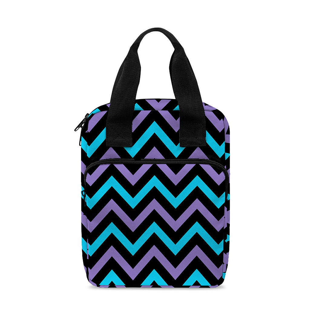 Blue Purple And Black Chevron Print Bible Tote Bag
