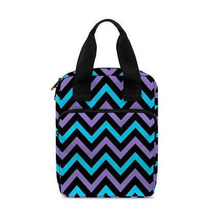 Blue Purple And Black Chevron Print Bible Tote Bag