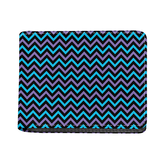Blue Purple And Black Chevron Print Bifold Wallet