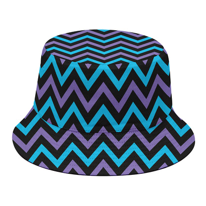 Blue Purple And Black Chevron Print Bucket Hat