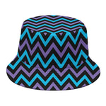 Blue Purple And Black Chevron Print Bucket Hat