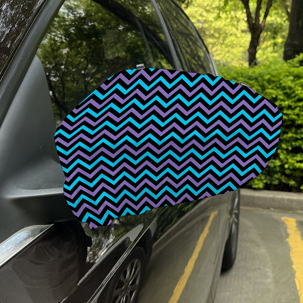 Blue Purple And Black Chevron Print Car Side Mirror Covers