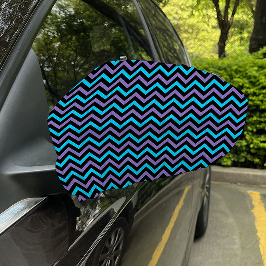Blue Purple And Black Chevron Print Car Side Mirror Covers