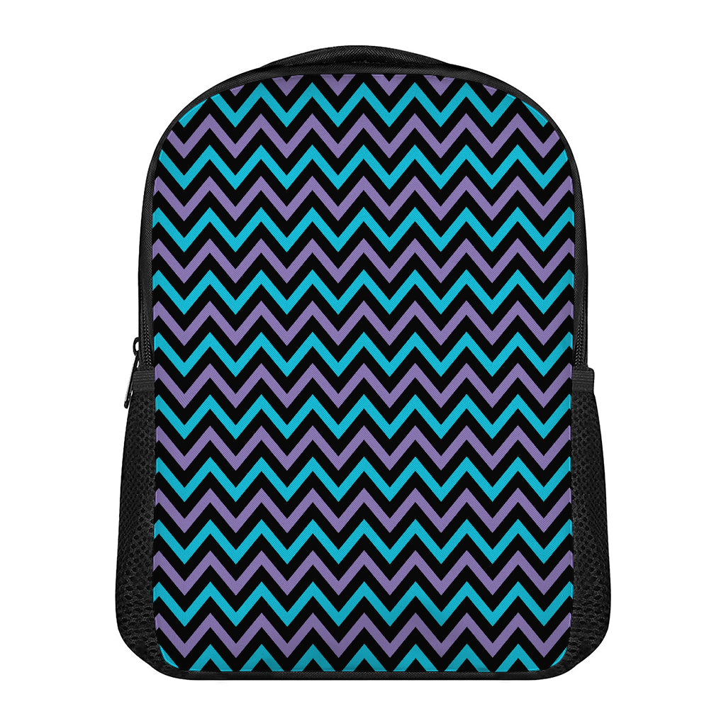 Blue Purple And Black Chevron Print Casual Backpack