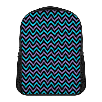 Blue Purple And Black Chevron Print Casual Backpack