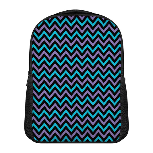 Blue Purple And Black Chevron Print Casual Backpack