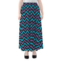 Blue Purple And Black Chevron Print Chiffon Maxi Skirt