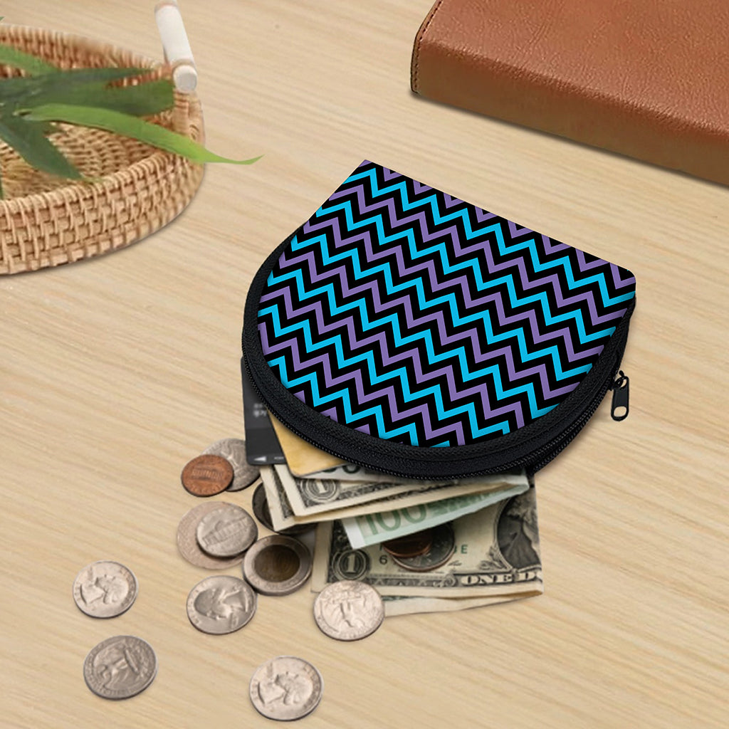 Blue Purple And Black Chevron Print Coin Purse