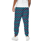 Blue Purple And Black Chevron Print Cotton Pants