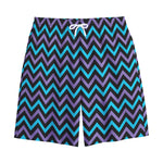 Blue Purple And Black Chevron Print Cotton Shorts