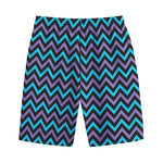 Blue Purple And Black Chevron Print Cotton Shorts