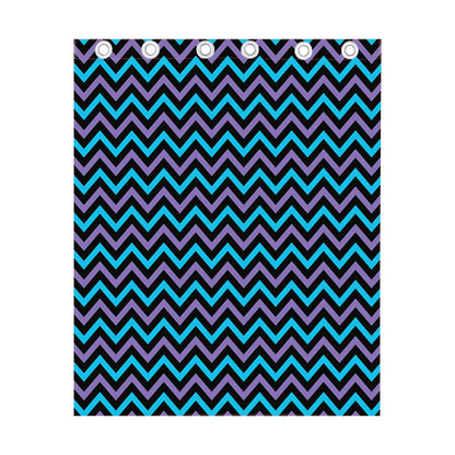 Blue Purple And Black Chevron Print Curtain