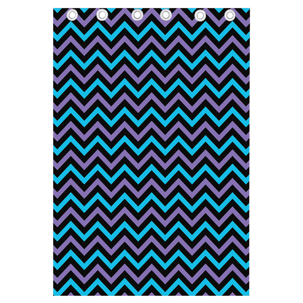 Blue Purple And Black Chevron Print Curtain