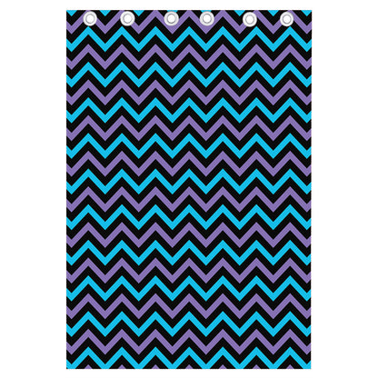 Blue Purple And Black Chevron Print Curtain