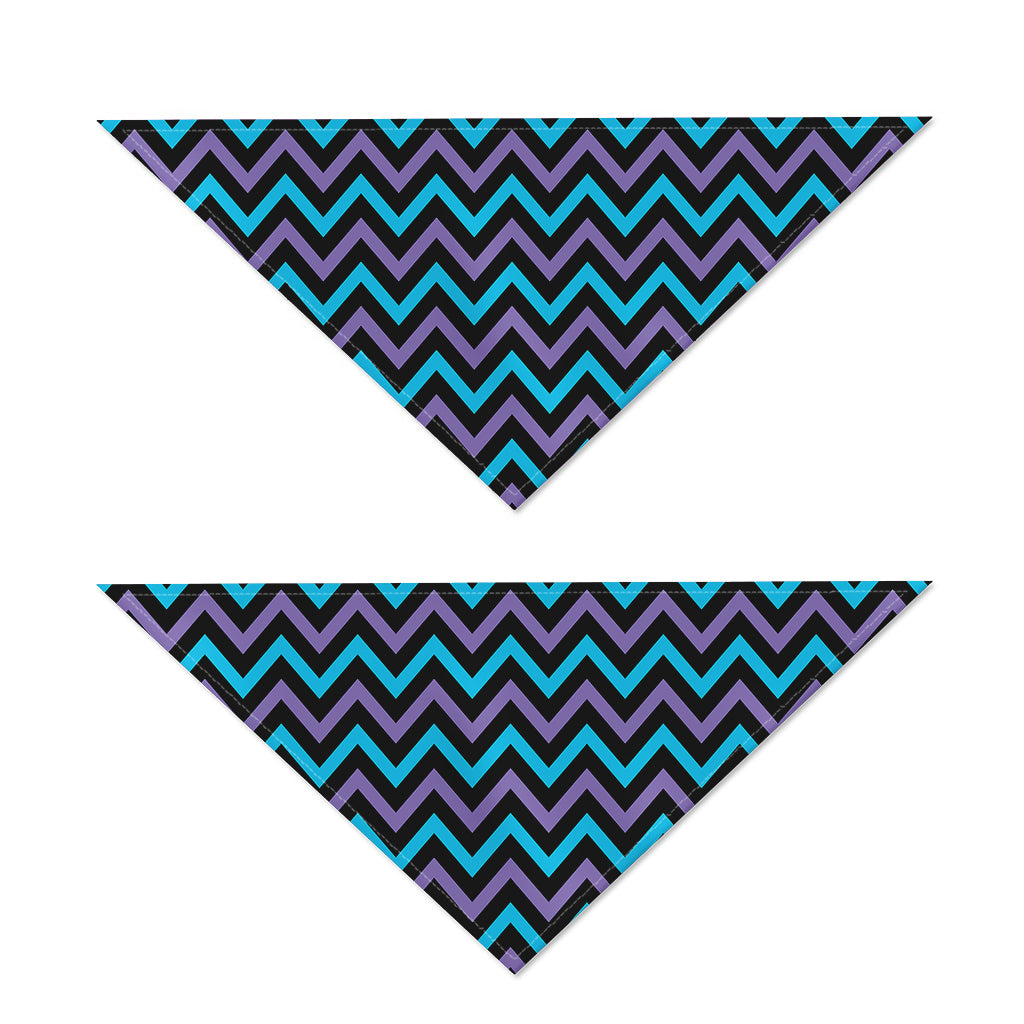 Blue Purple And Black Chevron Print Dog Bandana