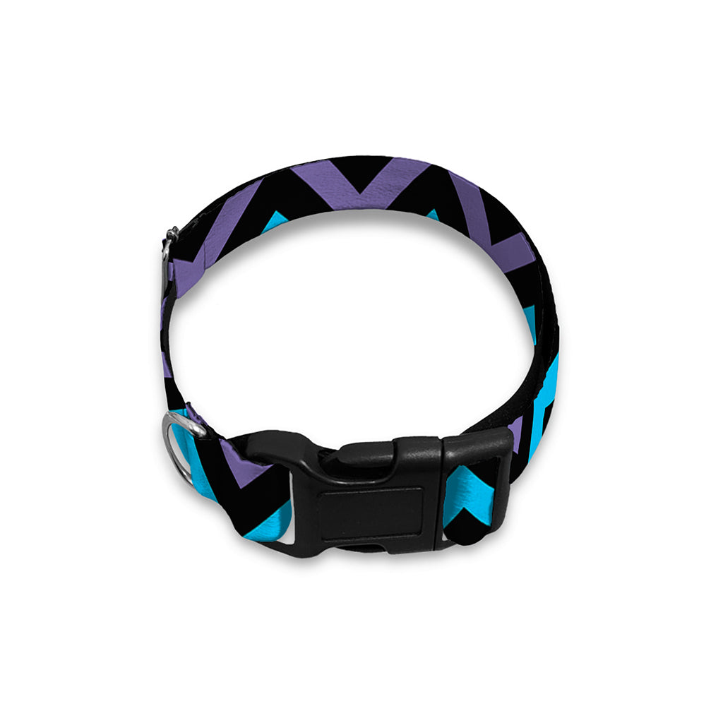 Blue Purple And Black Chevron Print Dog Collar