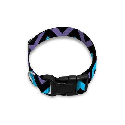 Blue Purple And Black Chevron Print Dog Collar