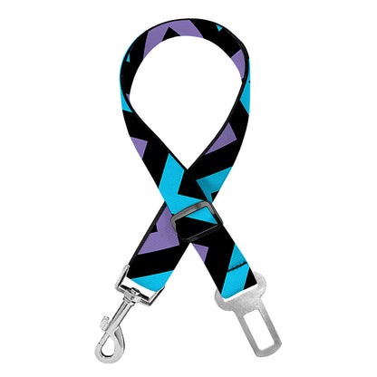 Blue Purple And Black Chevron Print Dog Seat Belt