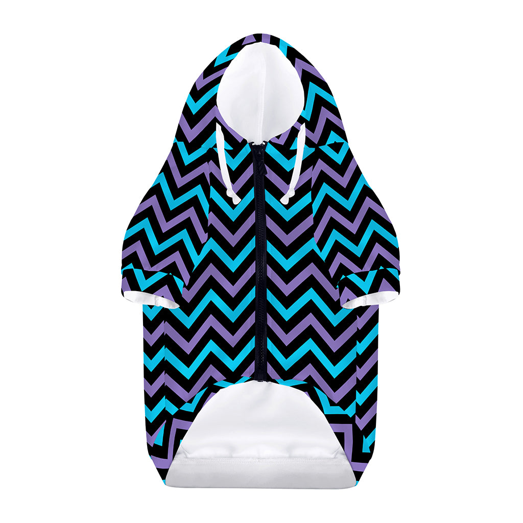 Blue Purple And Black Chevron Print Dog Zip Up Hoodie