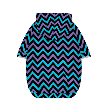 Blue Purple And Black Chevron Print Dog Zip Up Hoodie