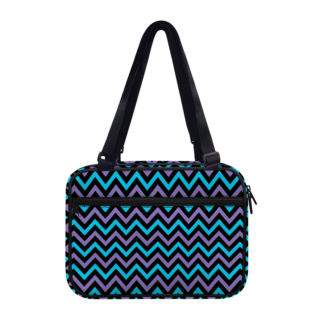 Blue Purple And Black Chevron Print Double Strap Bible Bag