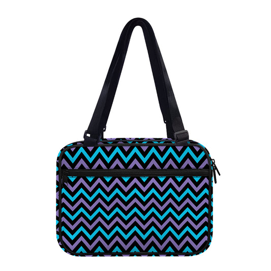 Blue Purple And Black Chevron Print Double Strap Bible Bag