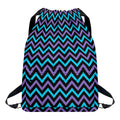 Blue Purple And Black Chevron Print Drawstring Backpack