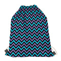 Blue Purple And Black Chevron Print Drawstring Bag