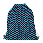 Blue Purple And Black Chevron Print Drawstring Bag
