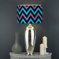 Blue Purple And Black Chevron Print Drum Lamp Shade