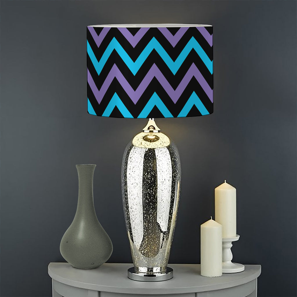Blue Purple And Black Chevron Print Drum Lamp Shade