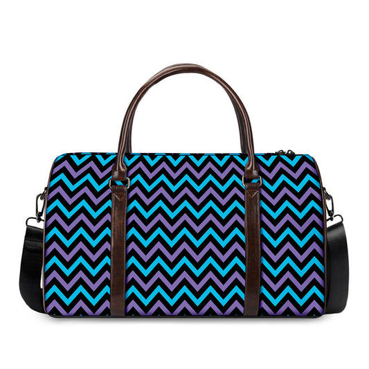 Blue Purple And Black Chevron Print Duffle Bag