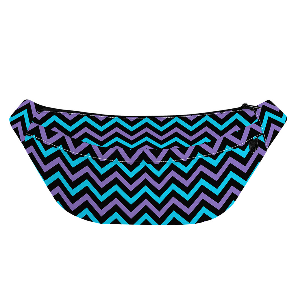 Blue Purple And Black Chevron Print Fanny Pack