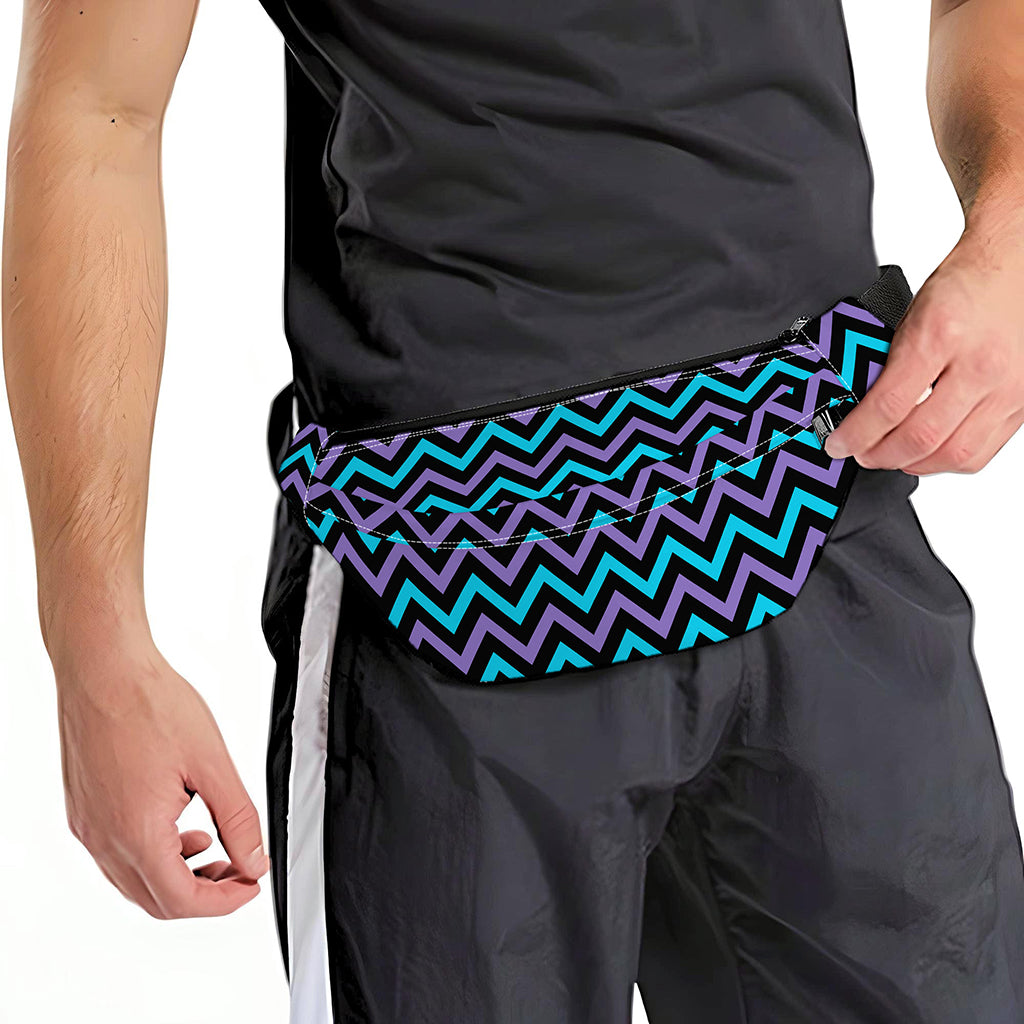 Blue Purple And Black Chevron Print Fanny Pack