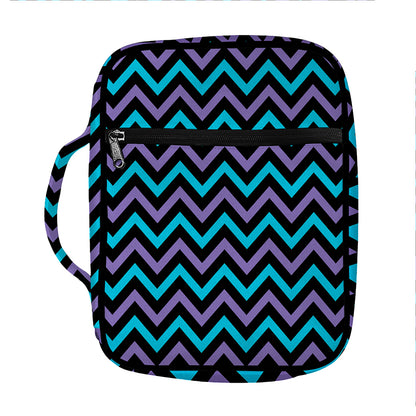 Blue Purple And Black Chevron Print Front Pocket Bible Bag