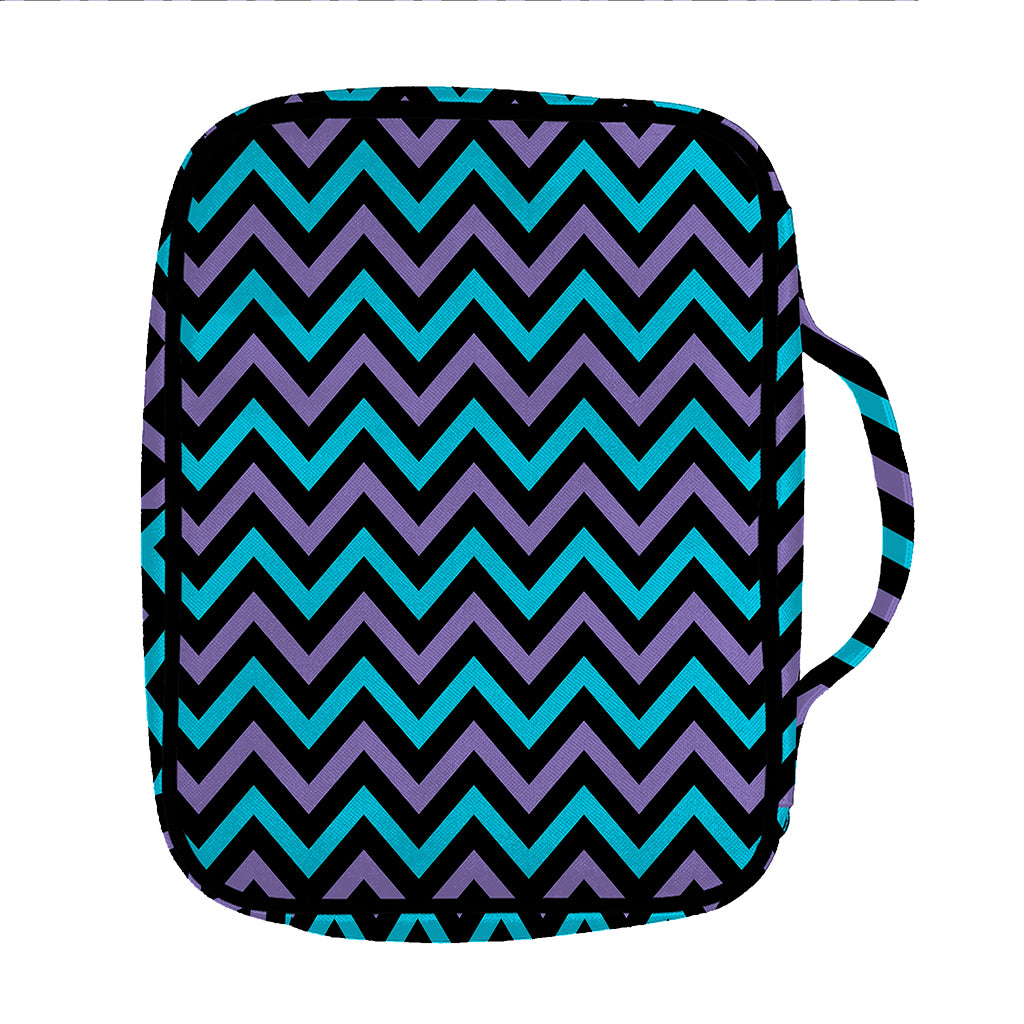 Blue Purple And Black Chevron Print Front Pocket Bible Bag