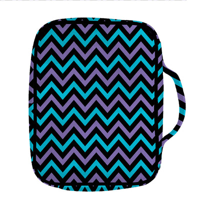 Blue Purple And Black Chevron Print Front Pocket Bible Bag